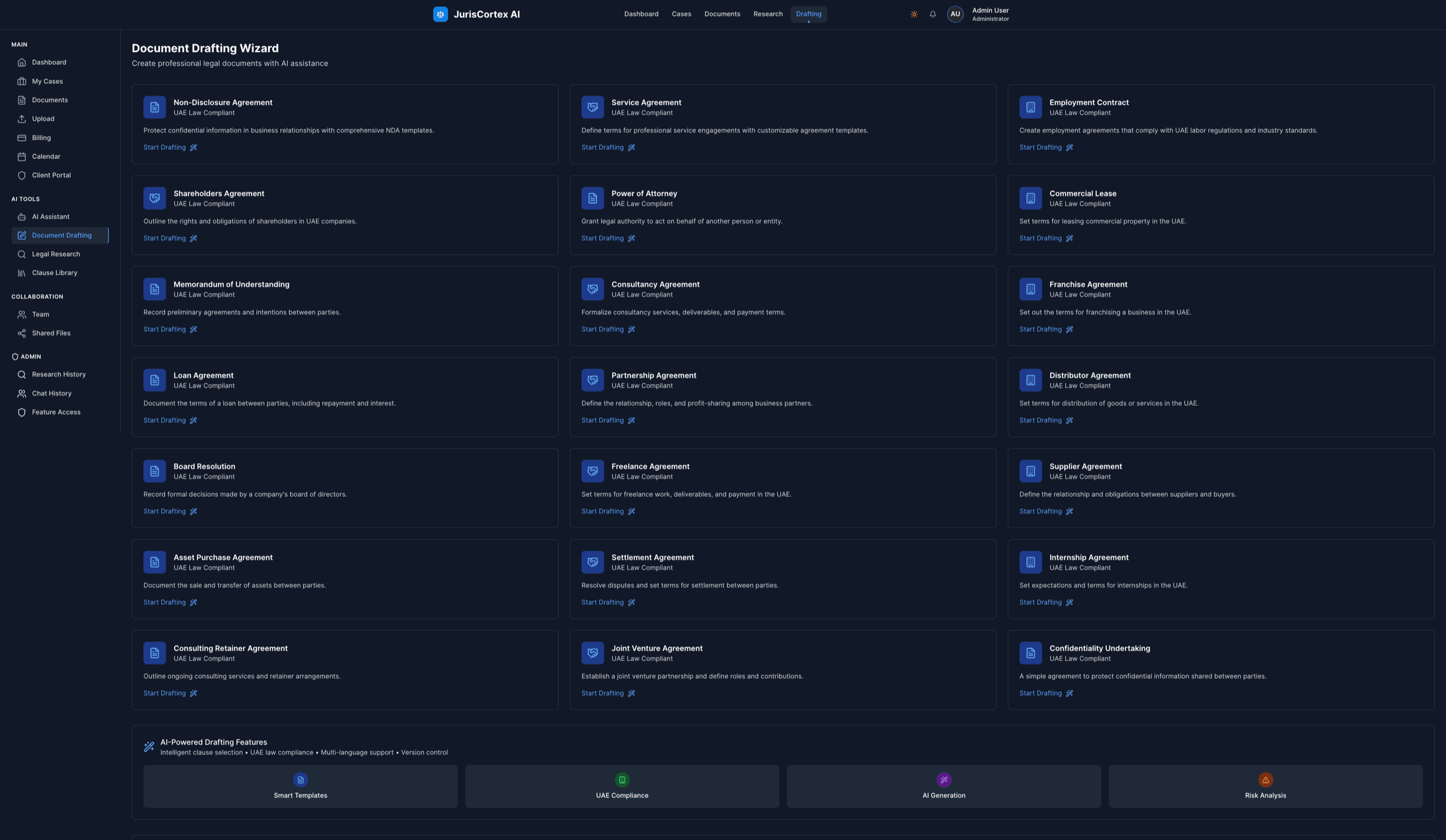 Juris Cortex AI product interface